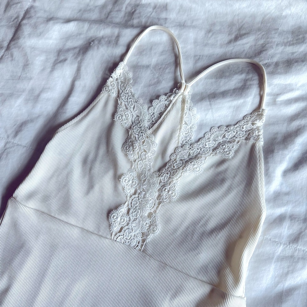 NWOT Topshop ribbed lace bodysuit 6/S